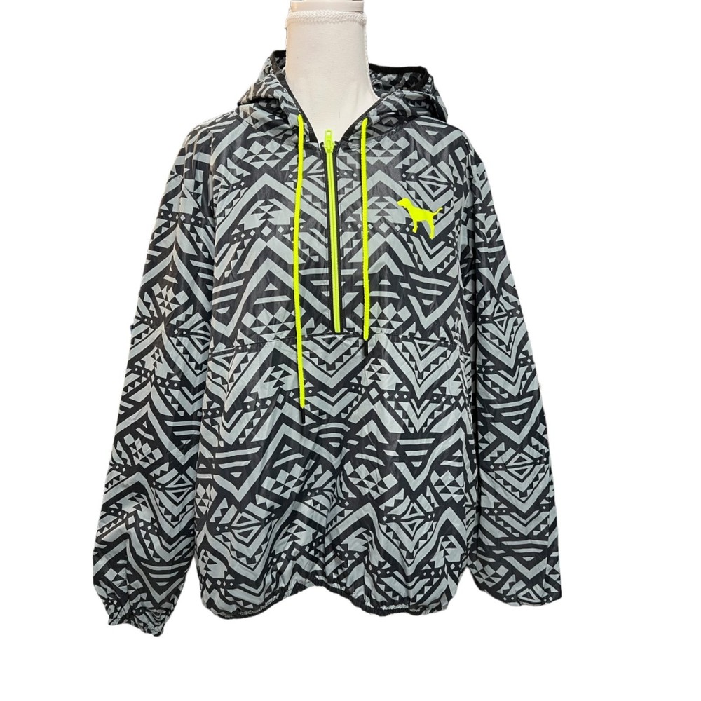 PINK Victoria Secert Jacket Black & Gray Aztec Print Hooded